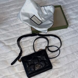 Gucci Black Quilted GG Marmont Small Crossbody Bag
